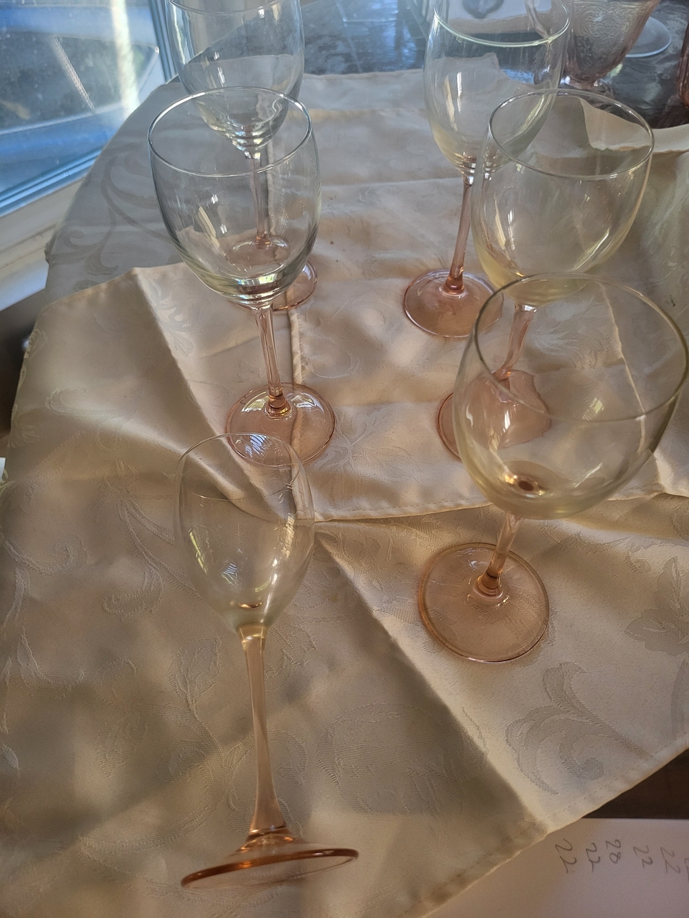Luminarc France Pink Rose Stem Red Wine Glass 7.5"H 8 fl. oz. Set of 6
